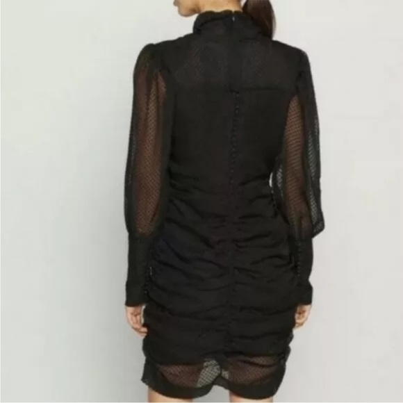 HOUSE OF HARLOW 1960 High Neck Metallic Black Ruched Bodycon Cocktail Dress Sz 4 - Picture 2 of 16